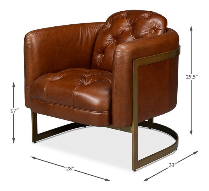 American Home Furniture | Sarreid - Finn Leather Club Chair - Havana Brown