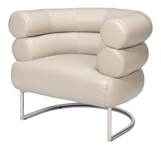 Sarreid Rondo Occasional Leather Chair White ACCENT + LOUNGE CHAIRS
