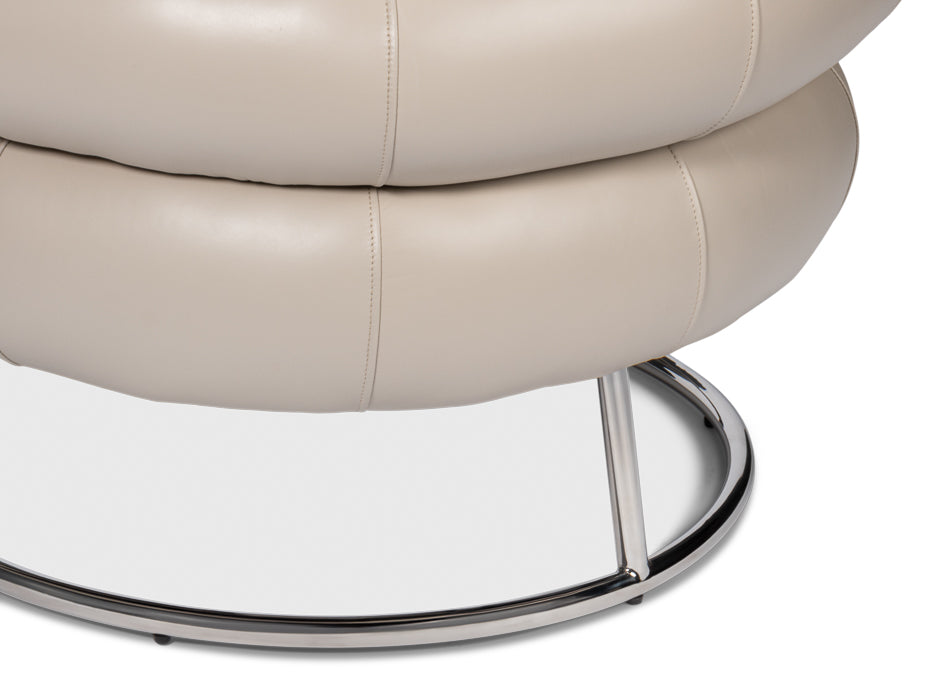 American Home Furniture | Sarreid - Rondo Occasional Leather Chair White