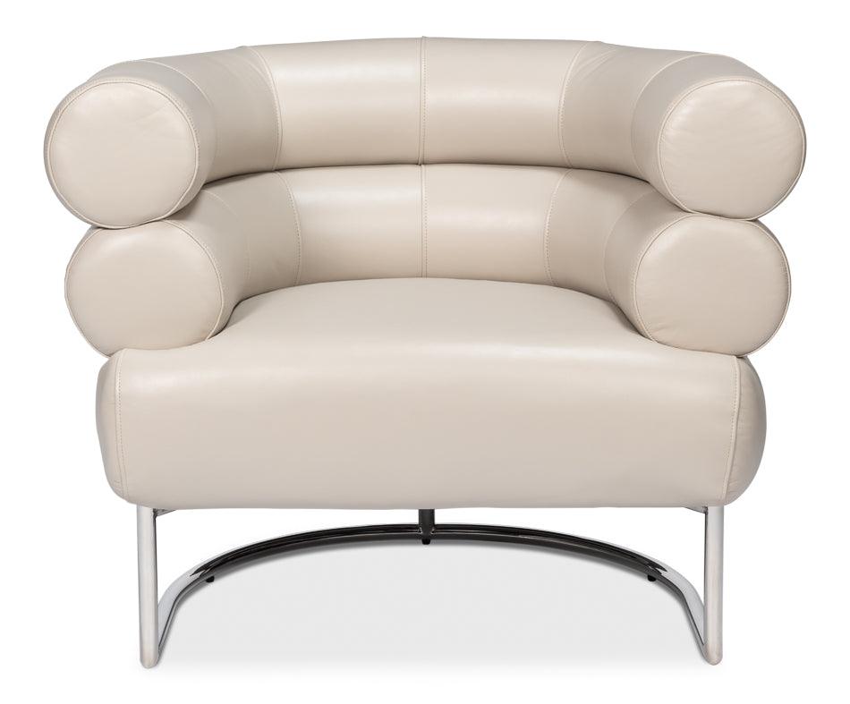 Sarreid Rondo Occasional Leather Chair White ACCENT + LOUNGE CHAIRS