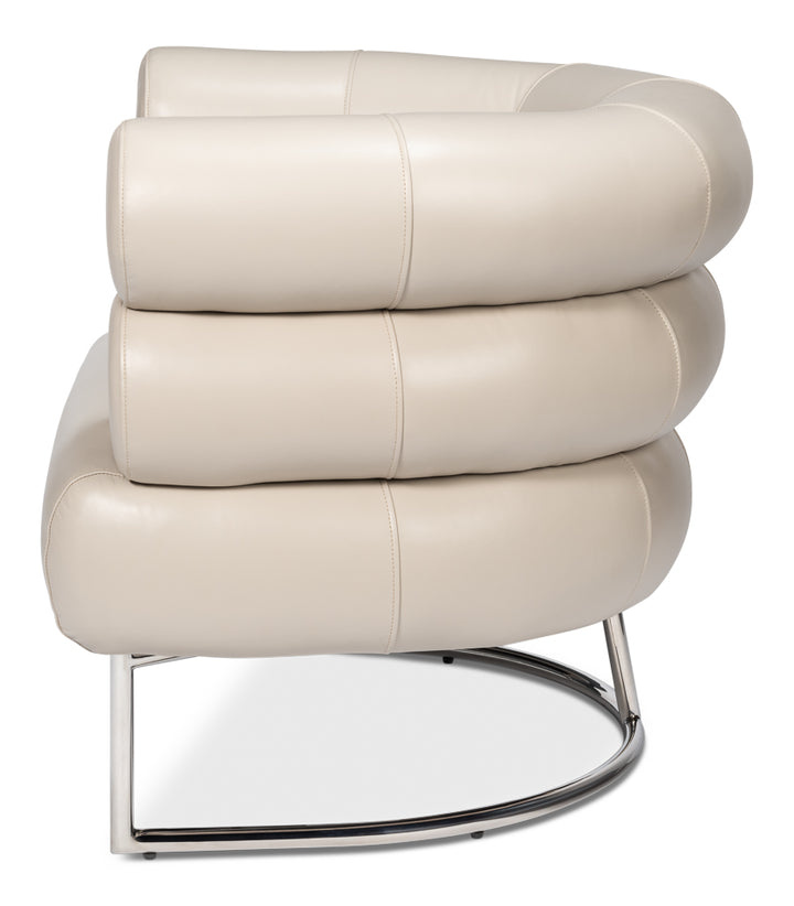 American Home Furniture | Sarreid - Rondo Occasional Leather Chair White