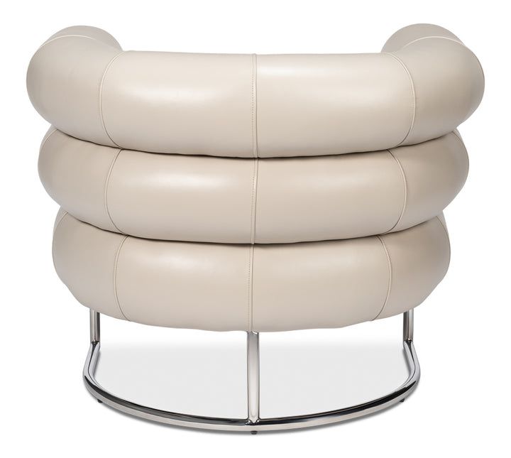 American Home Furniture | Sarreid - Rondo Occasional Leather Chair White