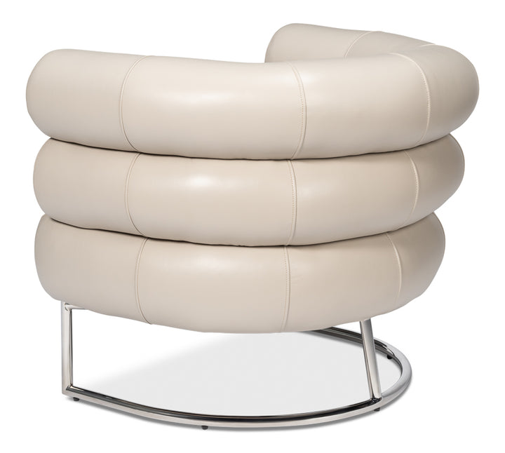 American Home Furniture | Sarreid - Rondo Occasional Leather Chair White