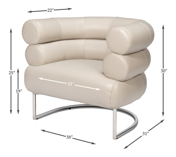 American Home Furniture | Sarreid - Rondo Occasional Leather Chair White