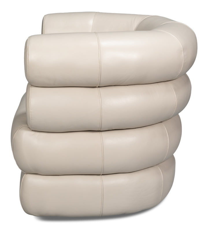 American Home Furniture | Sarreid - Rondo Leather Swivel Chair - White