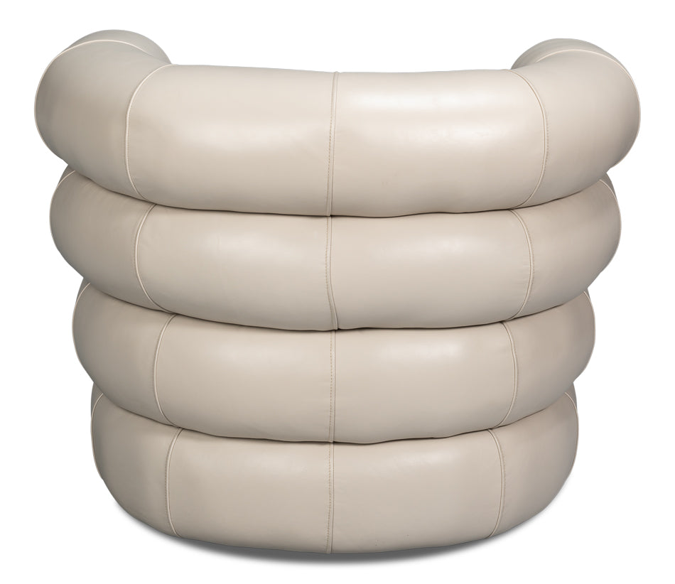 American Home Furniture | Sarreid - Rondo Leather Swivel Chair - White