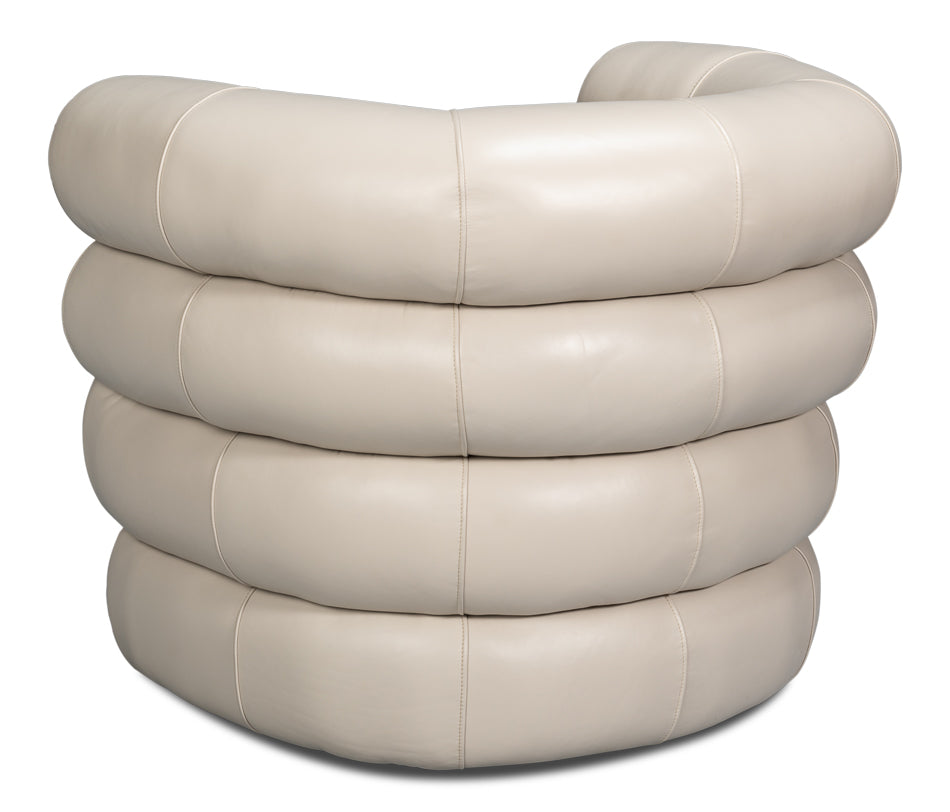 American Home Furniture | Sarreid - Rondo Leather Swivel Chair - White