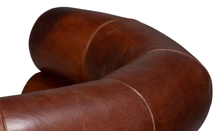 American Home Furniture | Sarreid - Rondo Leather Swivel Chair Brown