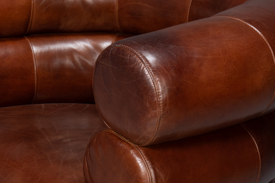 American Home Furniture | Sarreid - Rondo Leather Swivel Chair Brown