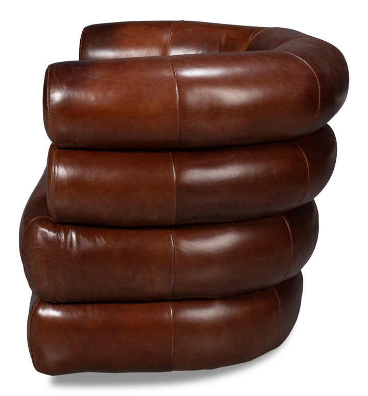 American Home Furniture | Sarreid - Rondo Leather Swivel Chair Brown