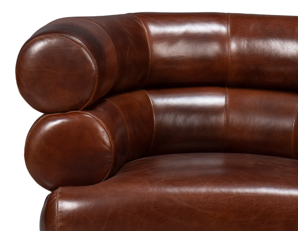 American Home Furniture | Sarreid - Rondo Leather Swivel Chair Brown