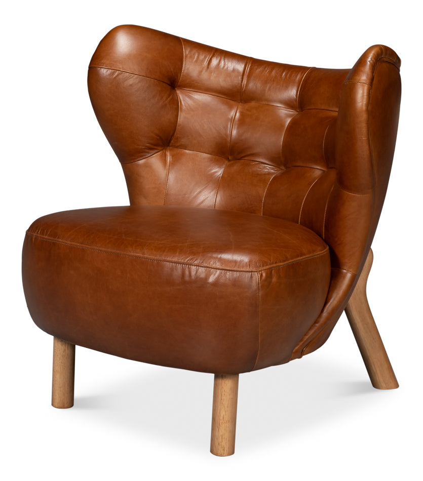 American Home Furniture | Sarreid - Diddy Leather Chair - Havana Brown