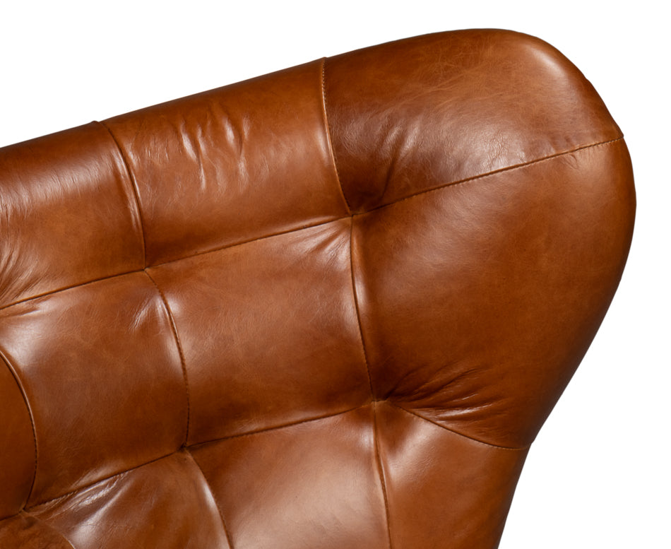 American Home Furniture | Sarreid - Diddy Leather Chair - Havana Brown