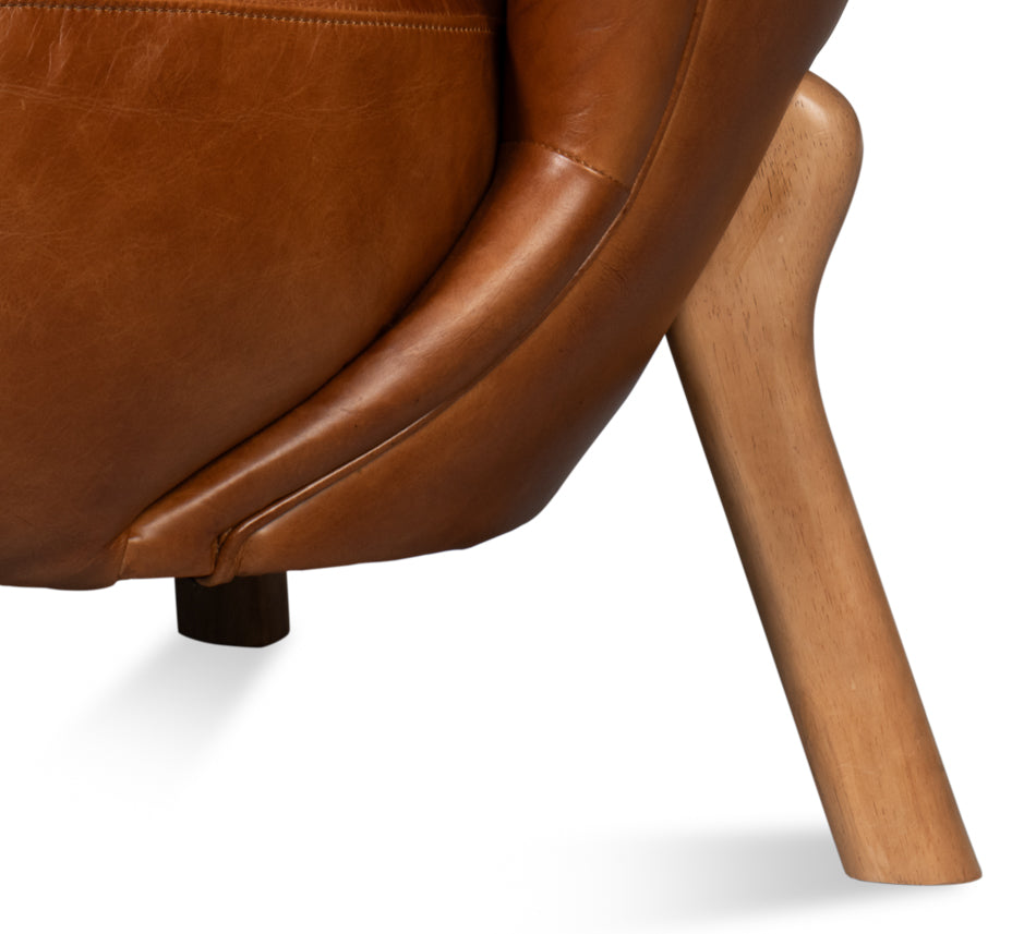 American Home Furniture | Sarreid - Diddy Leather Chair - Havana Brown