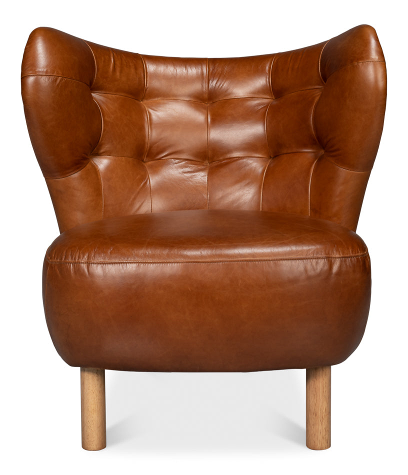 American Home Furniture | Sarreid - Diddy Leather Chair - Havana Brown