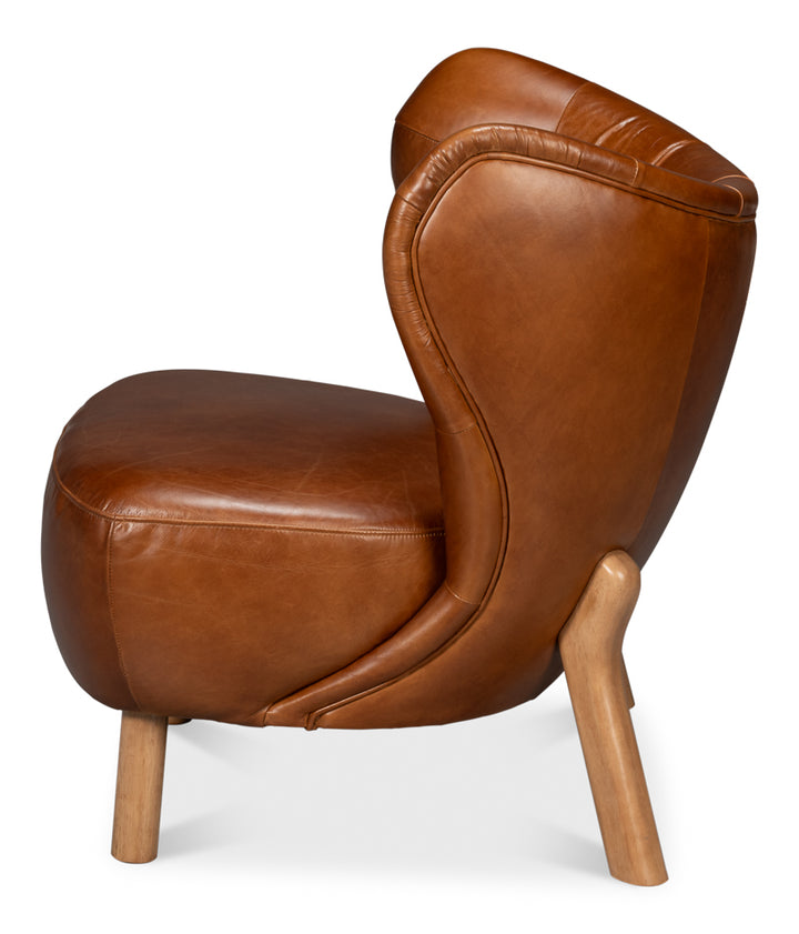 American Home Furniture | Sarreid - Diddy Leather Chair - Havana Brown