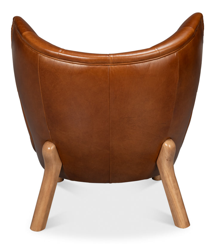 American Home Furniture | Sarreid - Diddy Leather Chair - Havana Brown