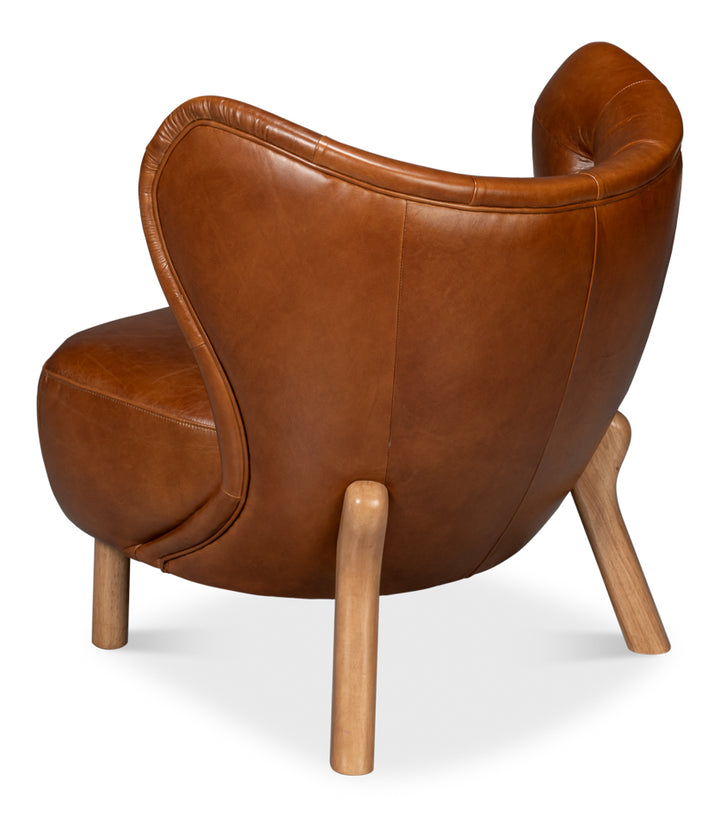 American Home Furniture | Sarreid - Diddy Leather Chair - Havana Brown