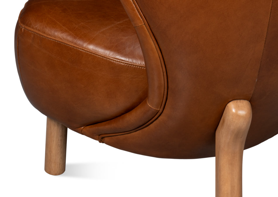 American Home Furniture | Sarreid - Diddy Leather Chair - Havana Brown