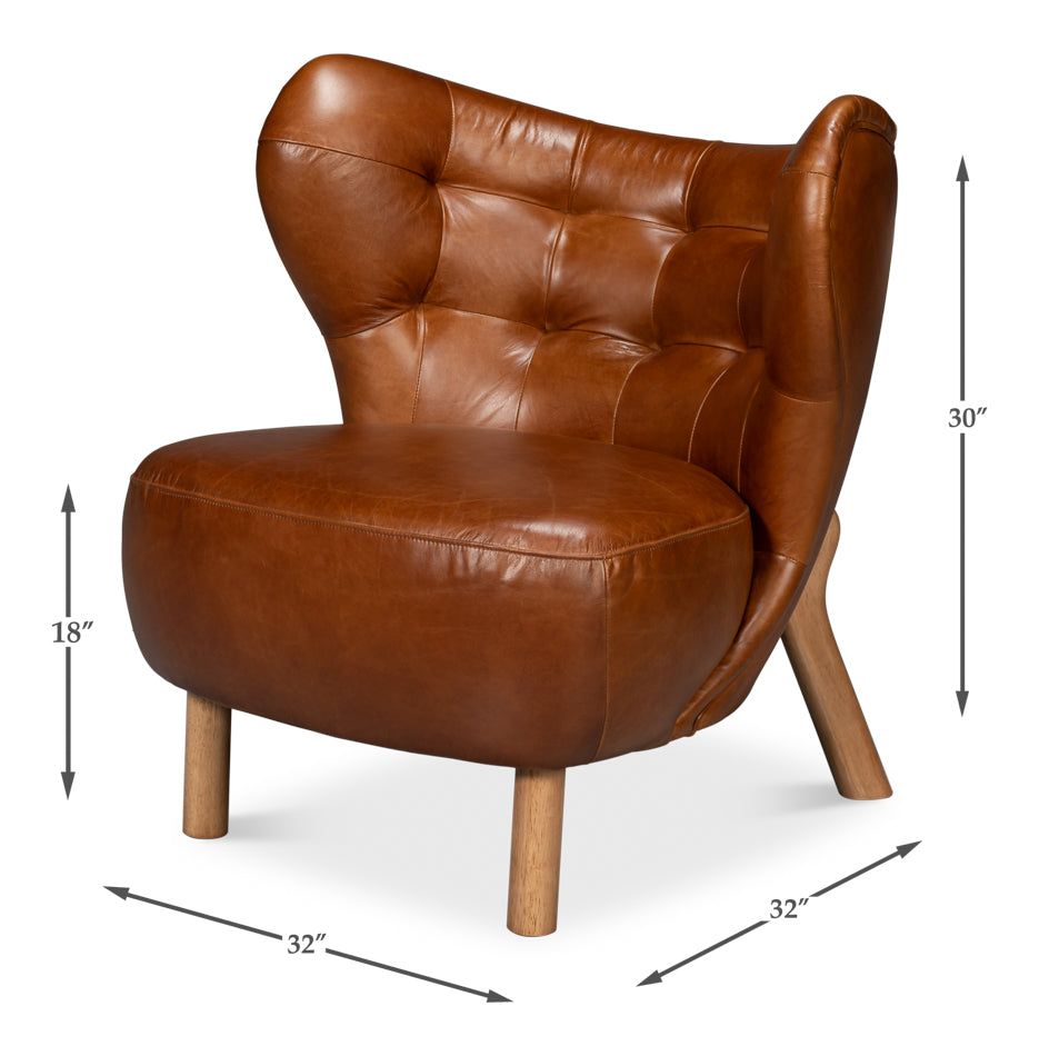 American Home Furniture | Sarreid - Diddy Leather Chair - Havana Brown