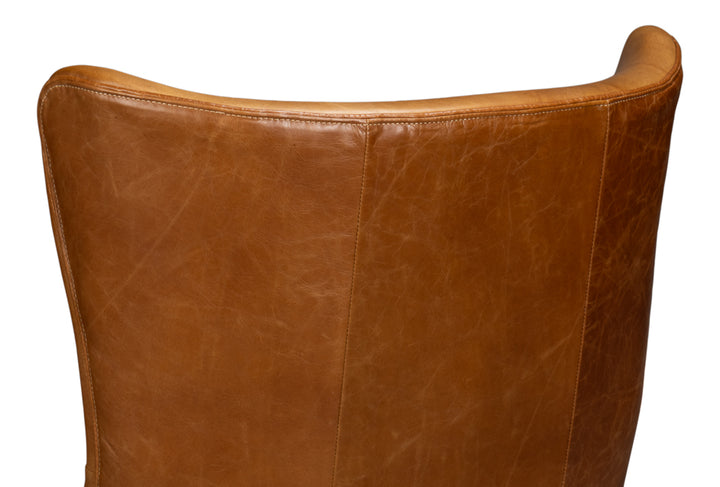 American Home Furniture | Sarreid - Patron Highback Leather Chair - Brown