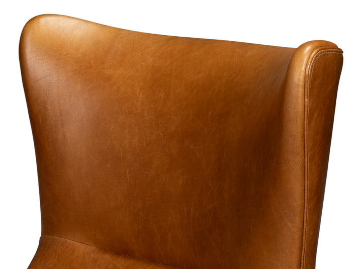 American Home Furniture | Sarreid - Patron Highback Leather Chair - Brown