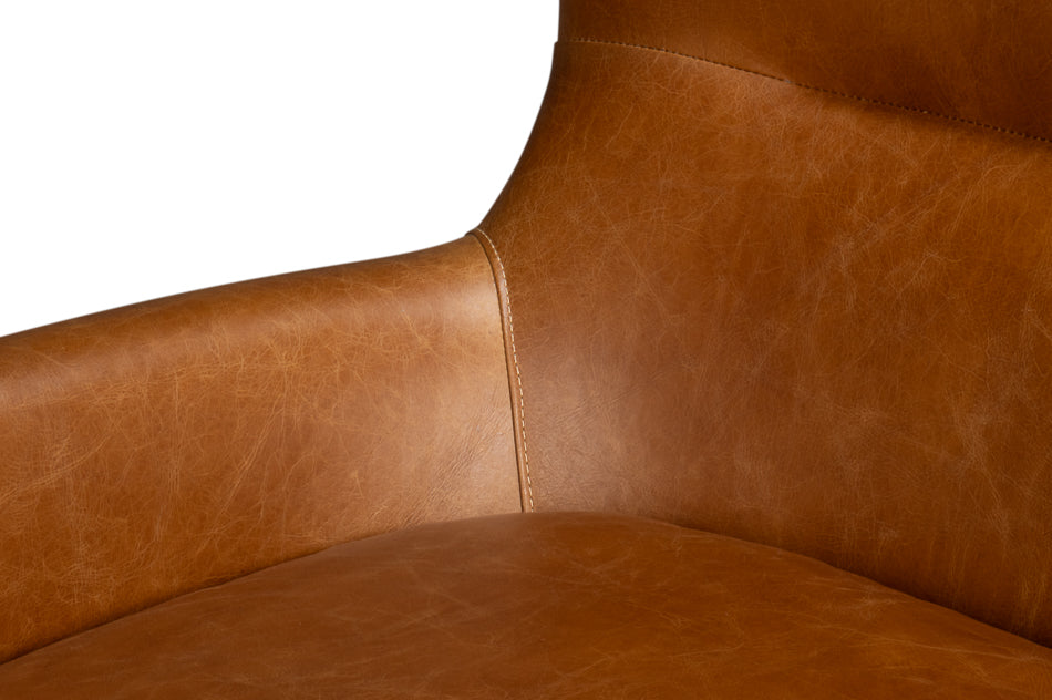 American Home Furniture | Sarreid - Patron Highback Leather Chair - Brown