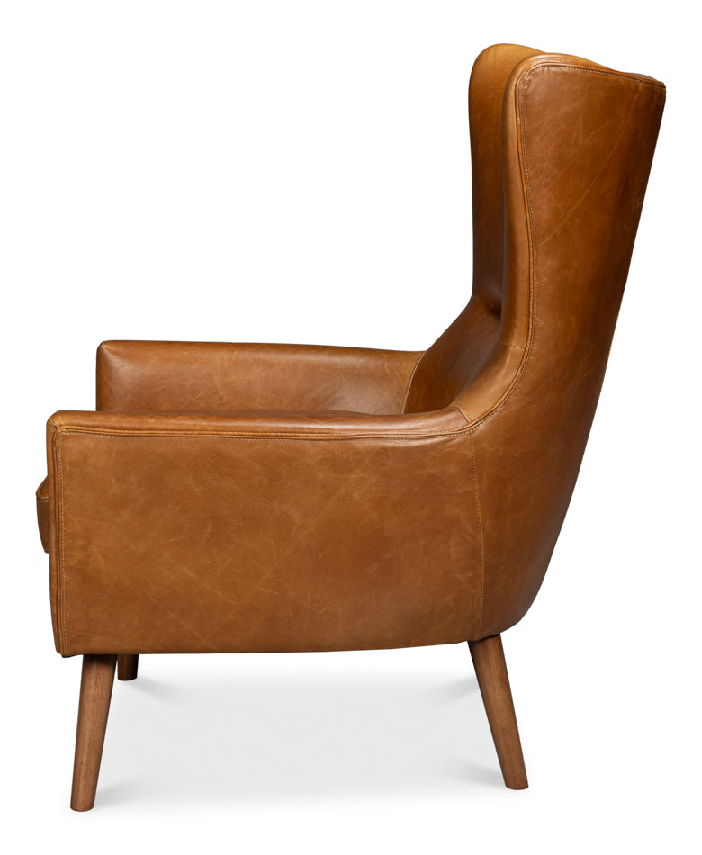 American Home Furniture | Sarreid - Patron Highback Leather Chair - Brown