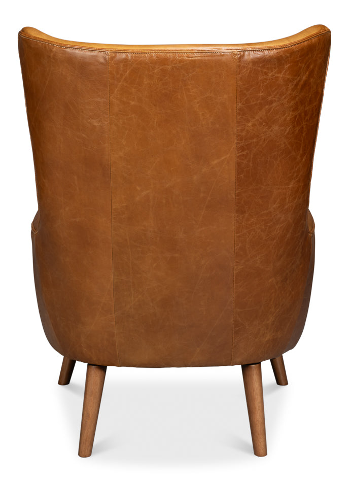 American Home Furniture | Sarreid - Patron Highback Leather Chair - Brown