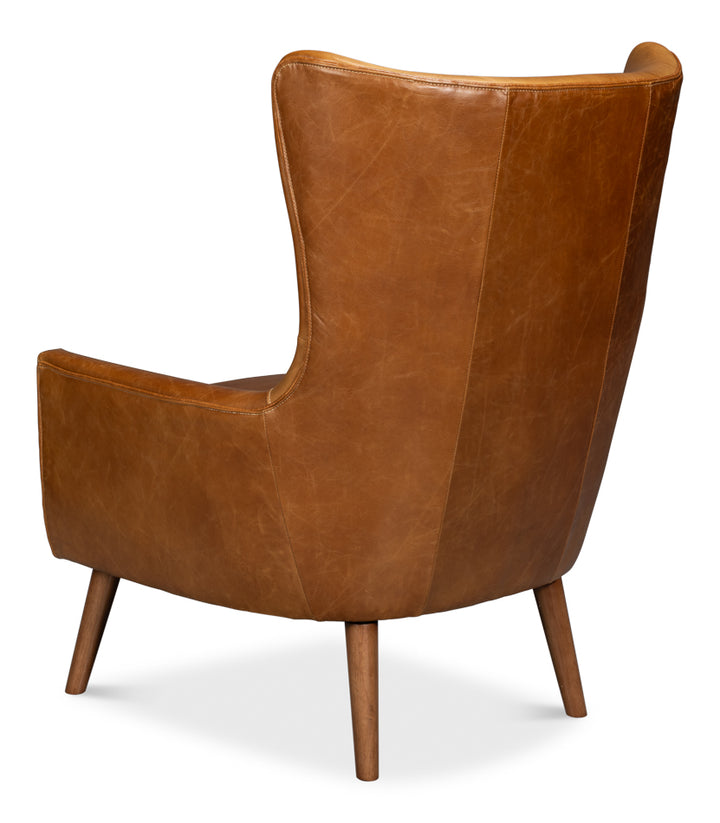 American Home Furniture | Sarreid - Patron Highback Leather Chair - Brown