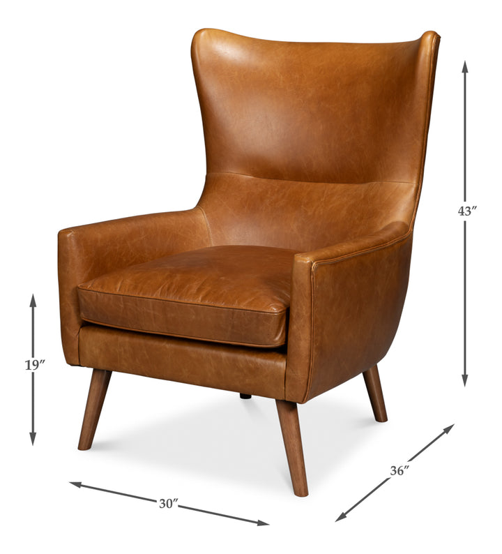 American Home Furniture | Sarreid - Patron Highback Leather Chair - Brown