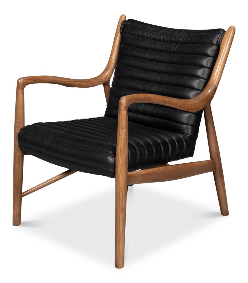 Sarreid Singletary Leather Chair - Onyx Black ACCENT + LOUNGE CHAIRS