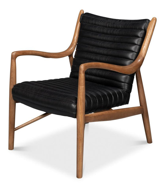 Sarreid Singletary Leather Chair - Onyx Black ACCENT + LOUNGE CHAIRS