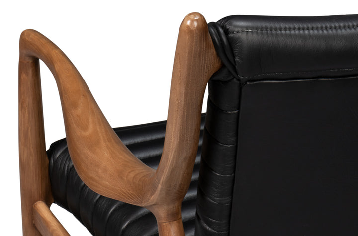 American Home Furniture | Sarreid - Singletary Leather Chair - Onyx Black