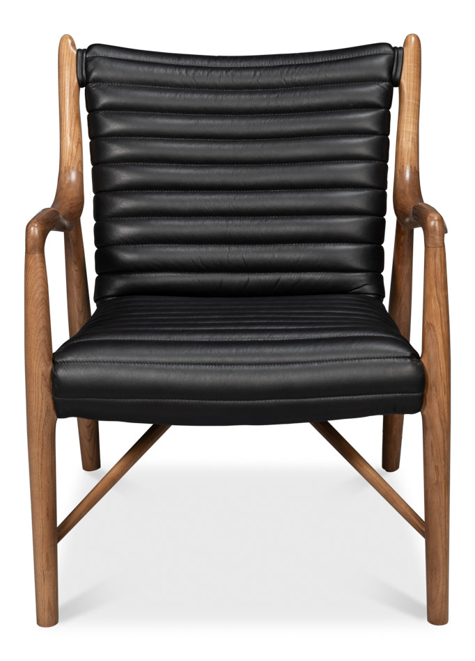 American Home Furniture | Sarreid - Singletary Leather Chair - Onyx Black