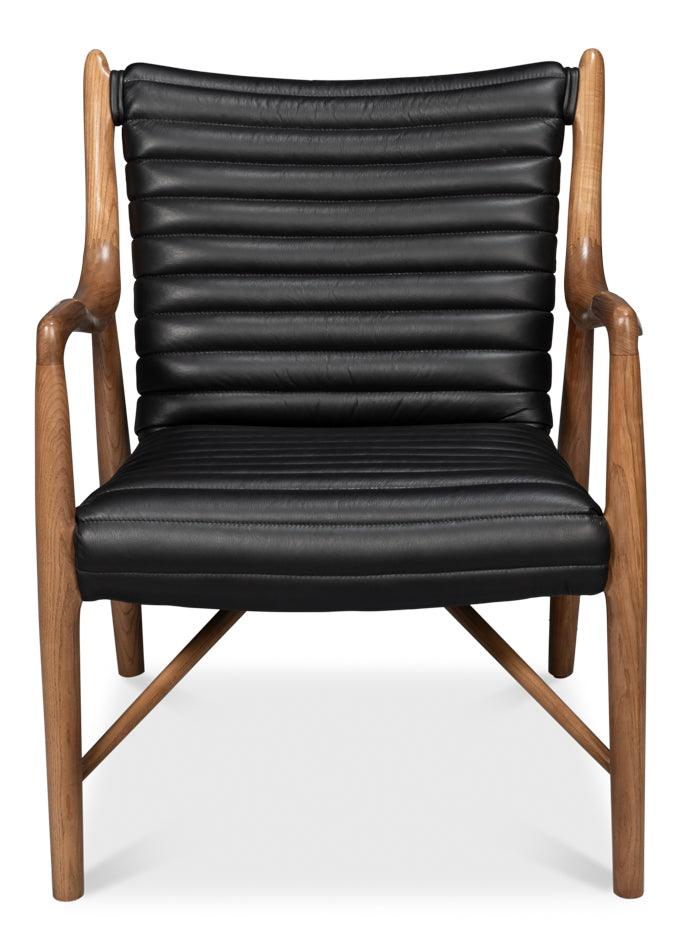 Sarreid Singletary Leather Chair - Onyx Black ACCENT + LOUNGE CHAIRS
