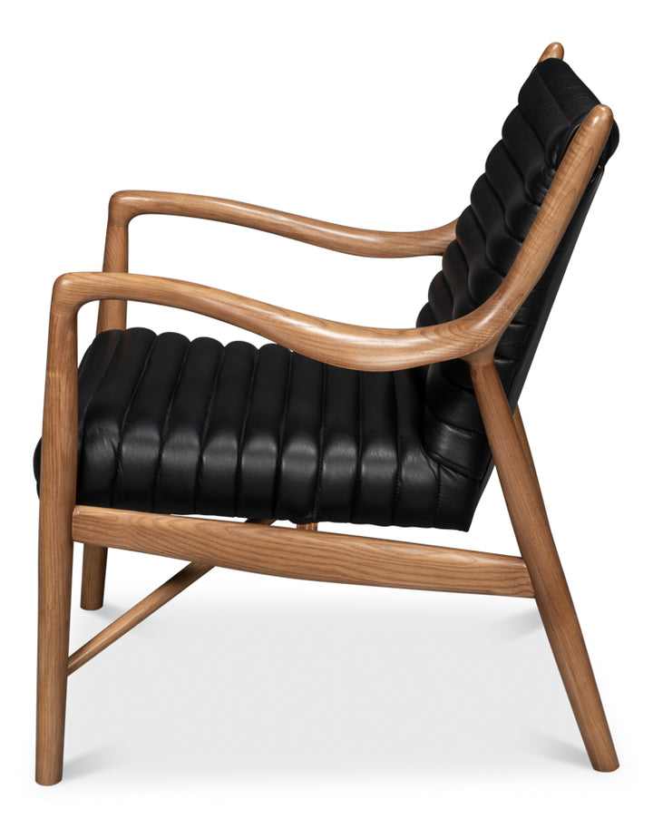 American Home Furniture | Sarreid - Singletary Leather Chair - Onyx Black