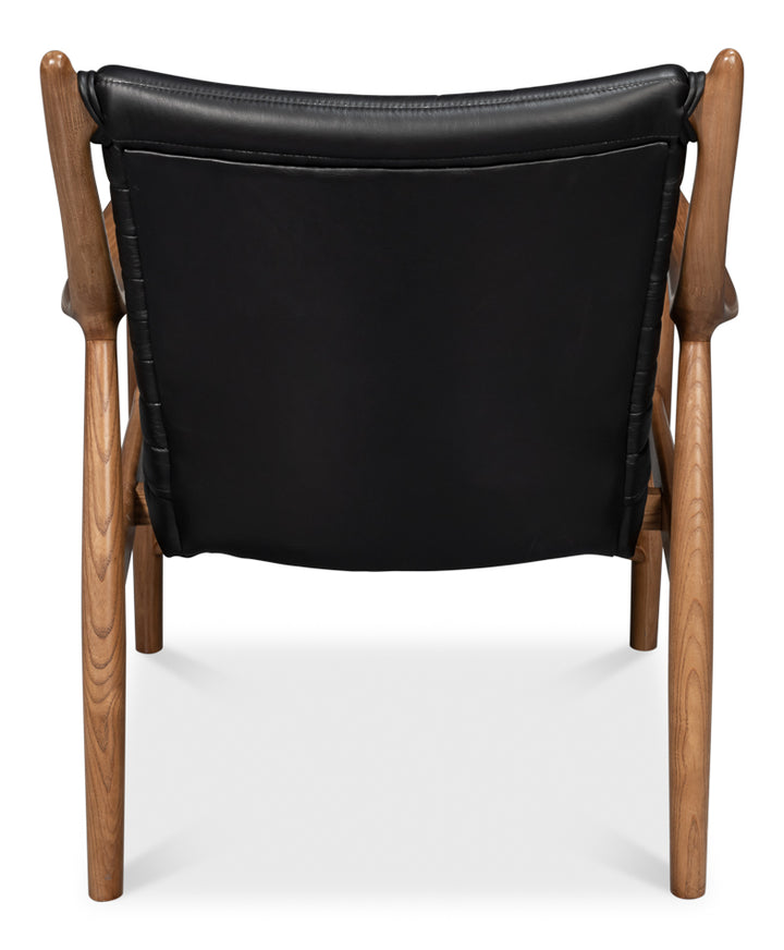 American Home Furniture | Sarreid - Singletary Leather Chair - Onyx Black