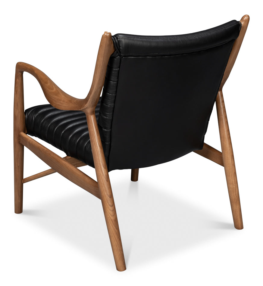 American Home Furniture | Sarreid - Singletary Leather Chair - Onyx Black