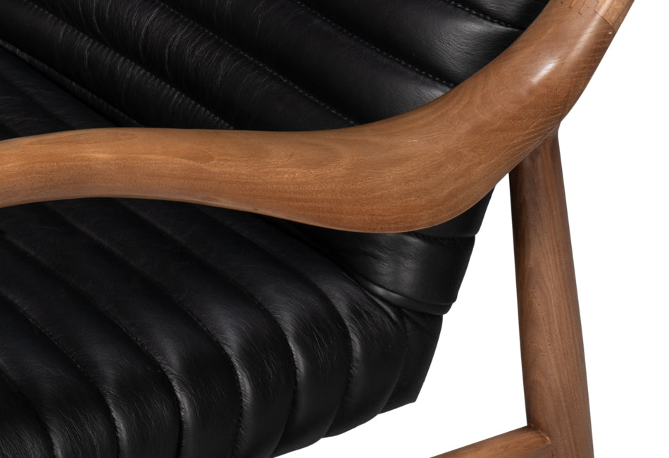 American Home Furniture | Sarreid - Singletary Leather Chair - Onyx Black