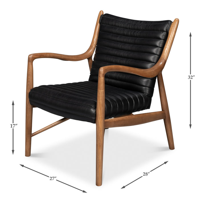 American Home Furniture | Sarreid - Singletary Leather Chair - Onyx Black