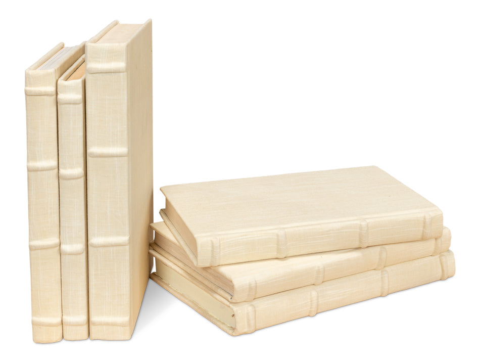 American Home Furniture | Sarreid - Ecru Linen Books - Set/12