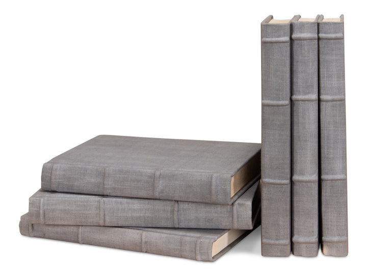 Heather Gray Linen Books, Set/12