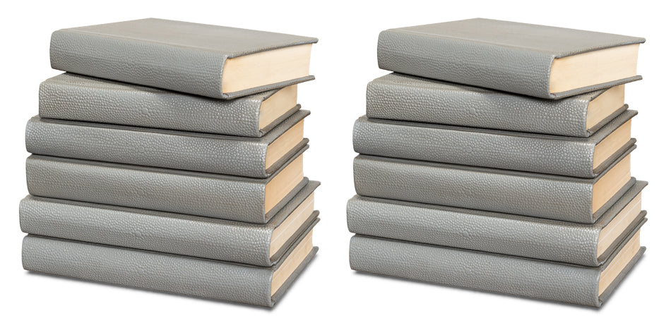 American Home Furniture | Sarreid - Shagreen Books - Set Of 12 - Storm Grey