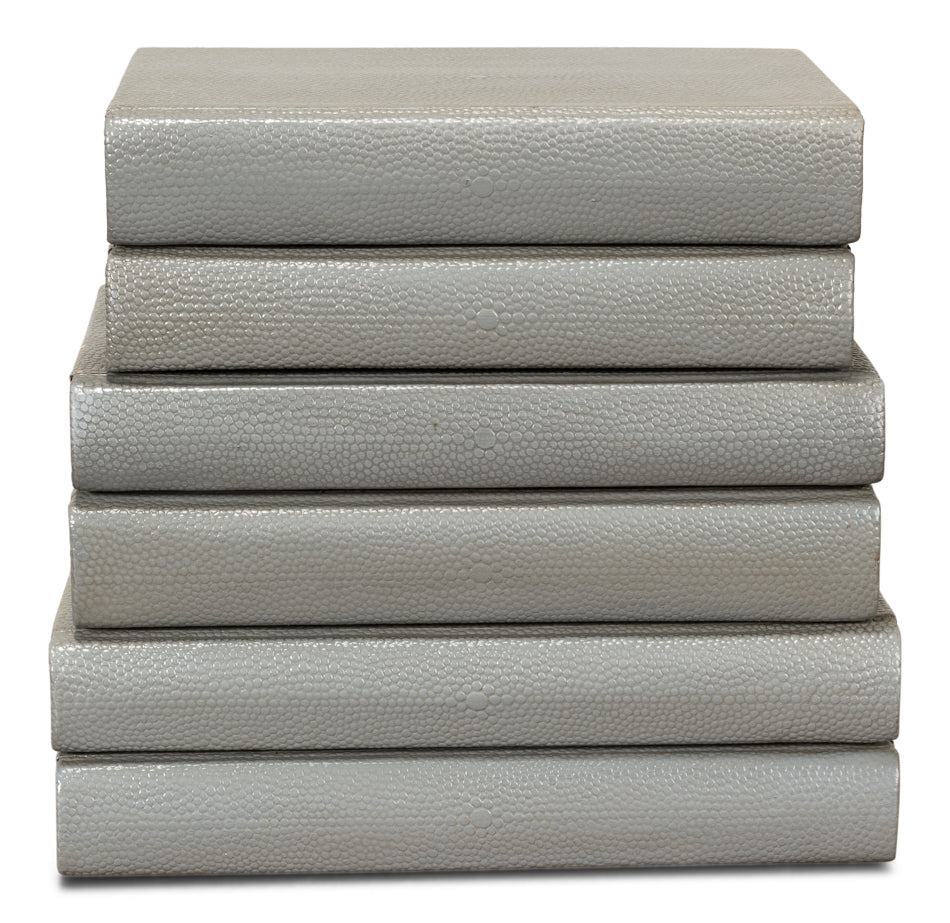 American Home Furniture | Sarreid - Shagreen Books - Set Of 12 - Storm Grey