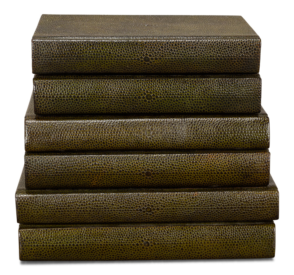 American Home Furniture | Sarreid - Shagreen Books - Set Of 12 - Leaf