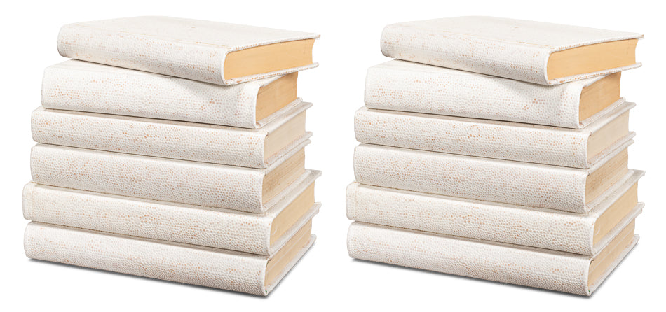 American Home Furniture | Sarreid - Shagreen Books - Set Of 12 - Osprey White 