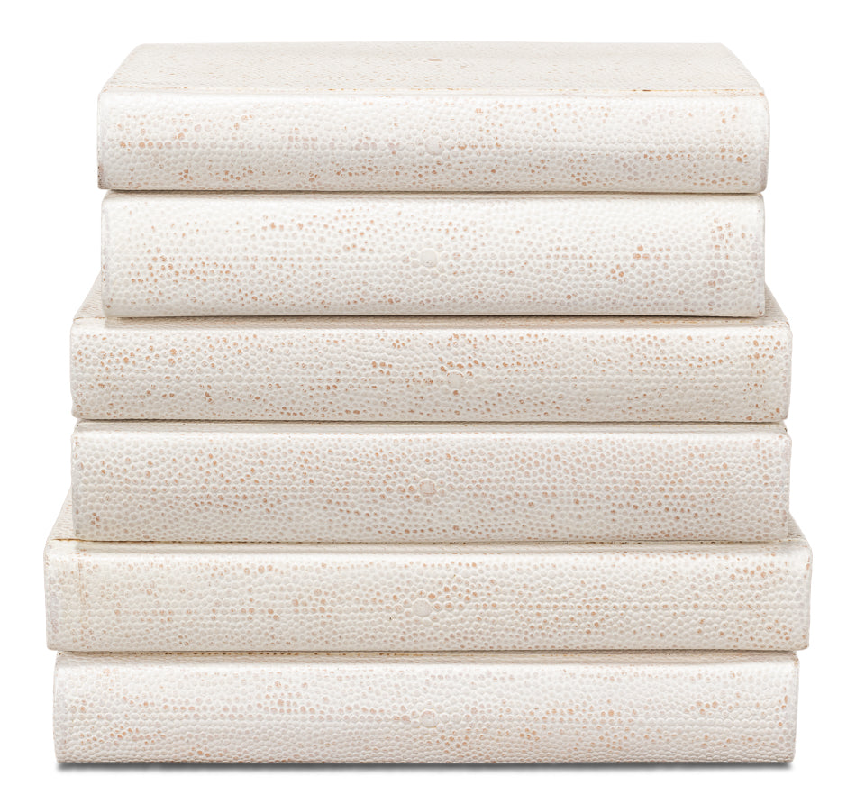 American Home Furniture | Sarreid - Shagreen Books - Set Of 12 - Osprey White 