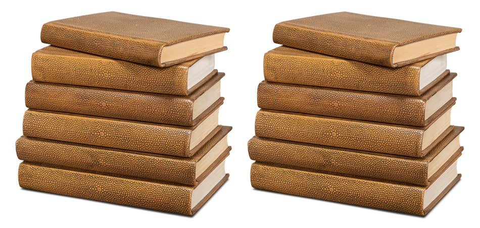 American Home Furniture | Sarreid - Shagreen Books - Set Of 12 - Tawny Brown