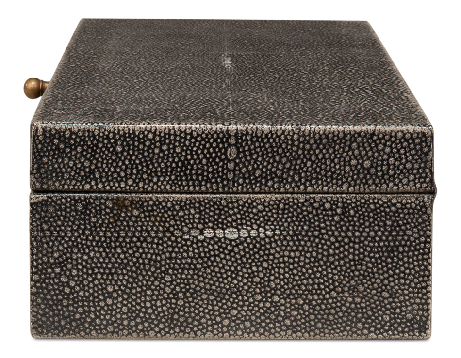 American Home Furniture | Sarreid - Gastsburg - Shagreen Box - Ant.Grey S/2